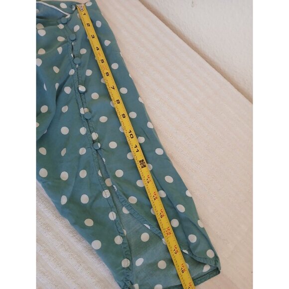 Maeve By Anthropologie Braxton Polka Dot Flutter Sleeve Blouse Small Teal White‎ - Picture 12 of 15